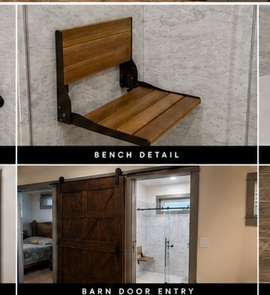 Floating teak shower bench