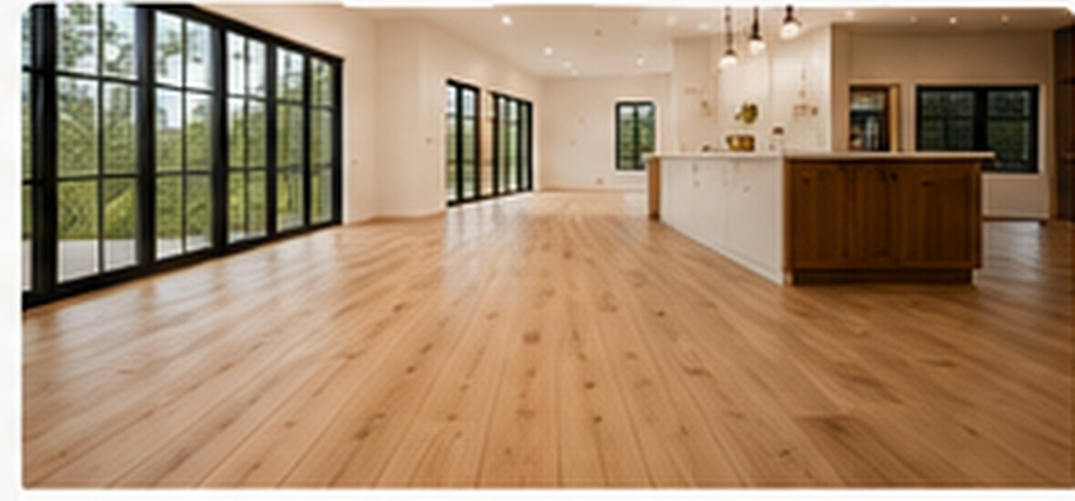 Luxury wide-plank oak flooring in a bright modern interior